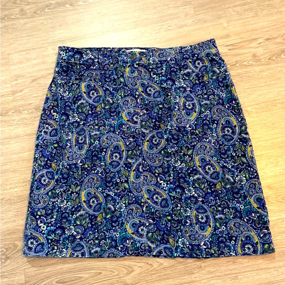 Talbots Size 14 Purple & Blue Paisley Zip Front Stretch Skirt NEW $89 - Picture 10 of 10